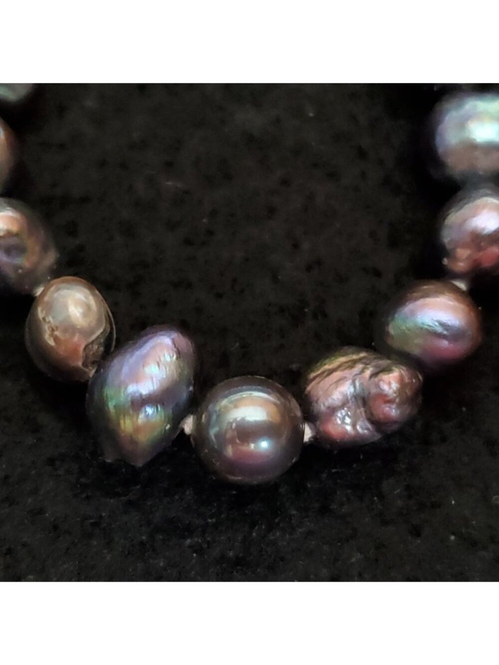 Peacock Pearl Necklace Bead Oil Slick Baroque Flapper 60"